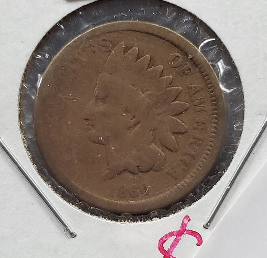 1860 Indian Head Cent Coin Copper Nickel AG About Good Circulated Civil War ERa