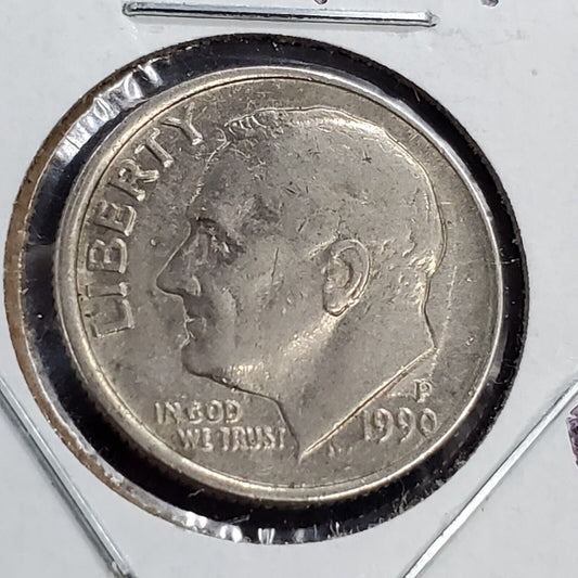1990 P 10c Roosevelt Dime Die Polish Error Coin