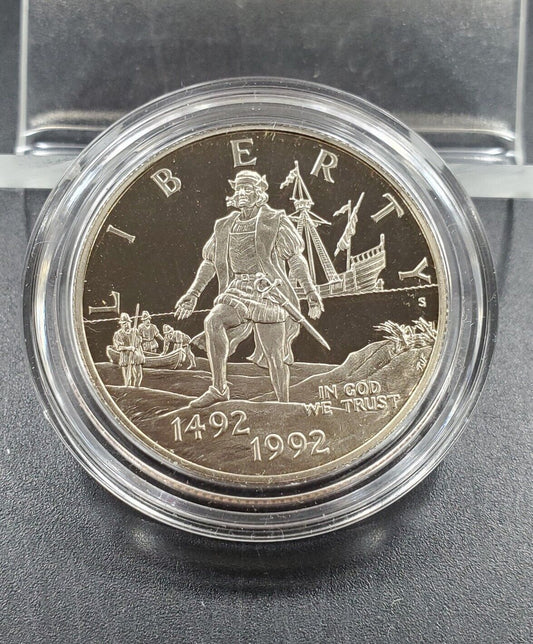 1992 Columbus Commemorative Proof Half Dollar Coin in capsule