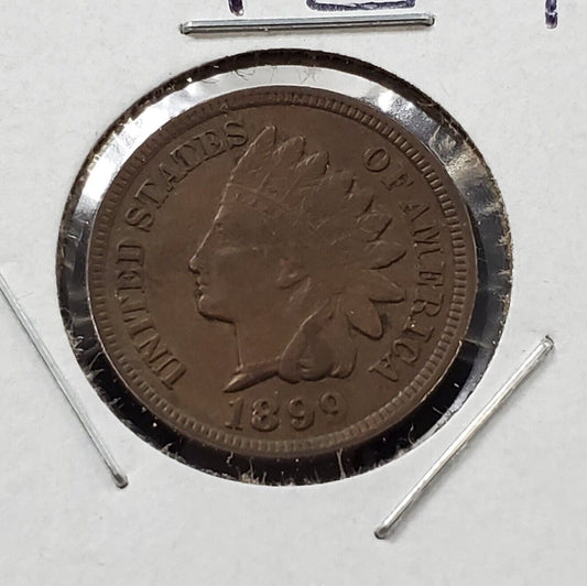 1899 Indian Head Cent Penny Coin Choice VF Very Fine / XF Extra Fine EF