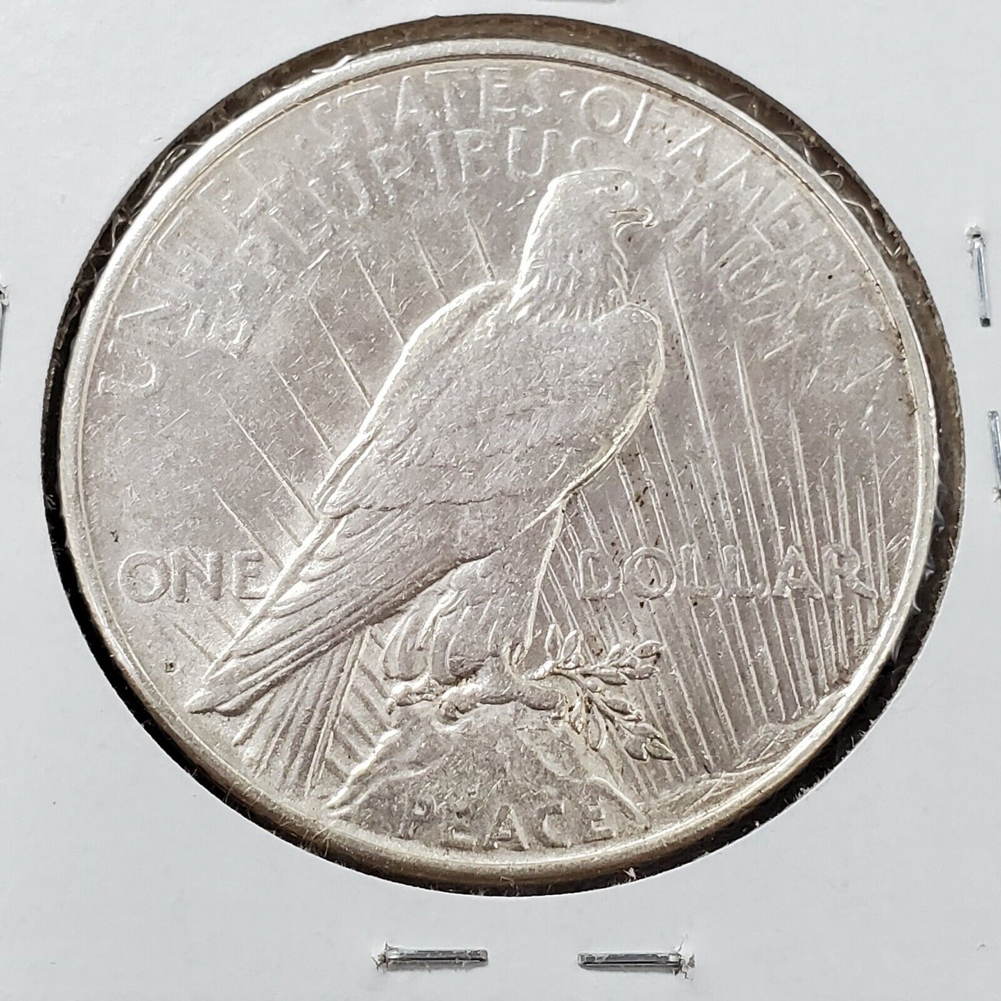 1923 D Peace Eagle Dollar Coin AU Detail 6-9 o Clock Die Break Crack Obverse Vam