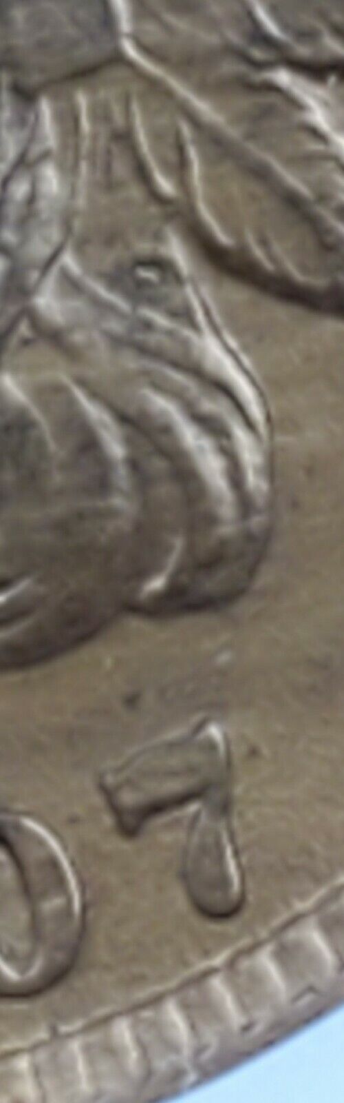 1907 P Indian Cent Penny Coin ANACS Unc Details RPD S-36 Repunched Date