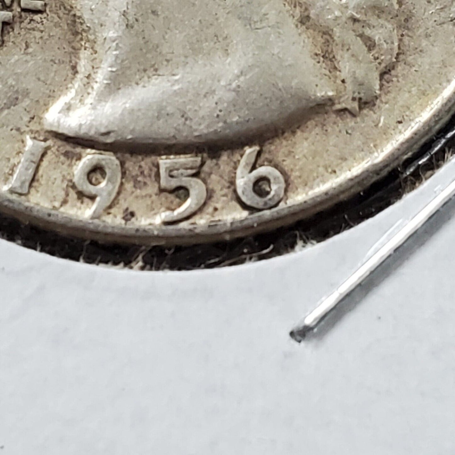 1956 P 25c Washington Quarter Coin Die Chip OBV Variety