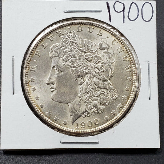 1900 P Morgan Silver Eagle Dollar Coin BU Uncirculated Some Toning Nice Coin