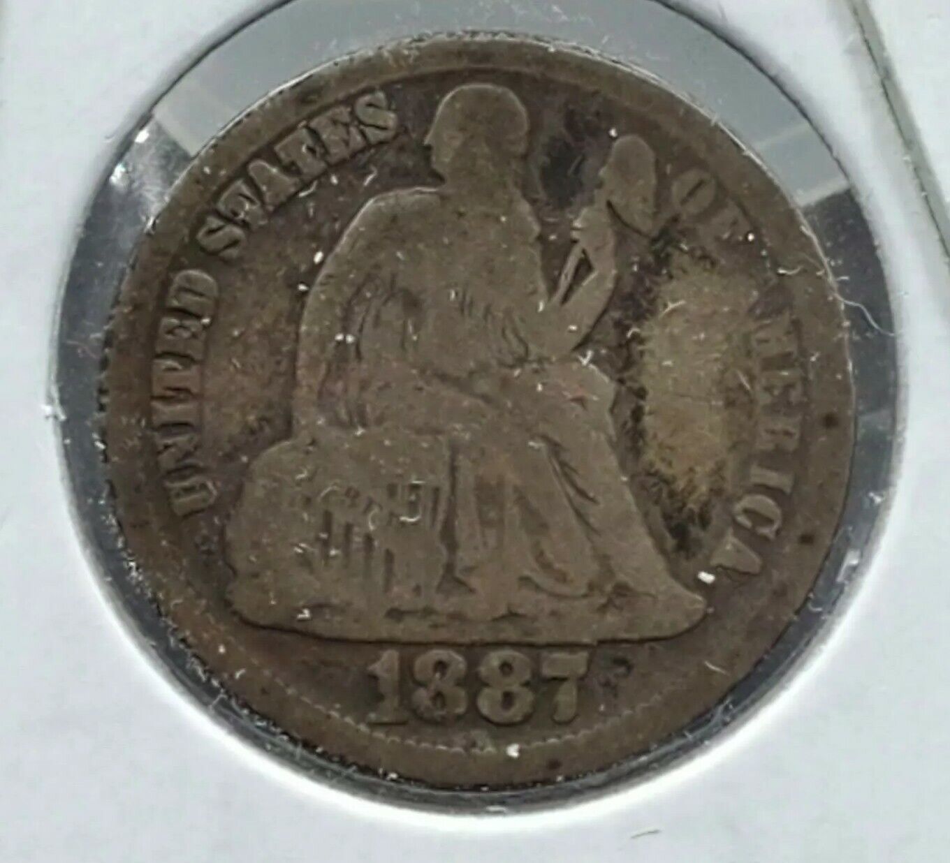 1887 P Liberty Seated Silver Dime Coin Choice VG Very Good Circulated Condition