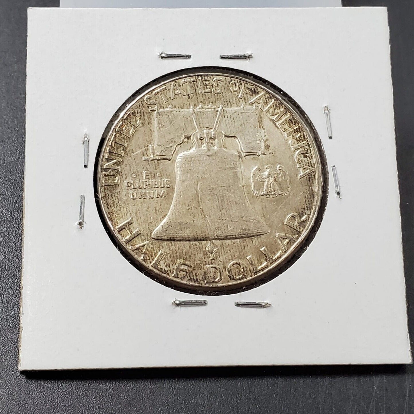 1960 P Franklin Silver Half Dollar Coin AU About UNC Neat Toning Toner