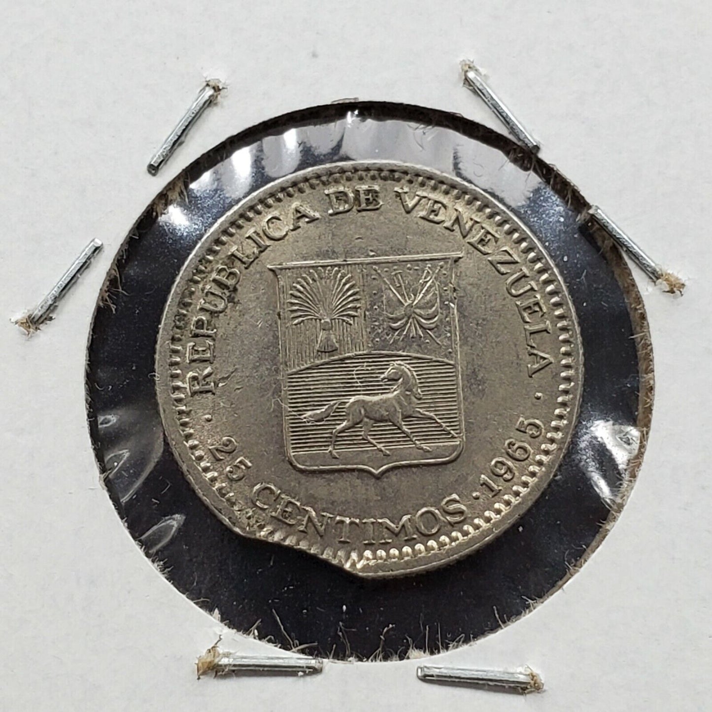 1965 VENEZUELA 25 CENTS COLLECTOR COIN W/ Clipped Planchet Error
