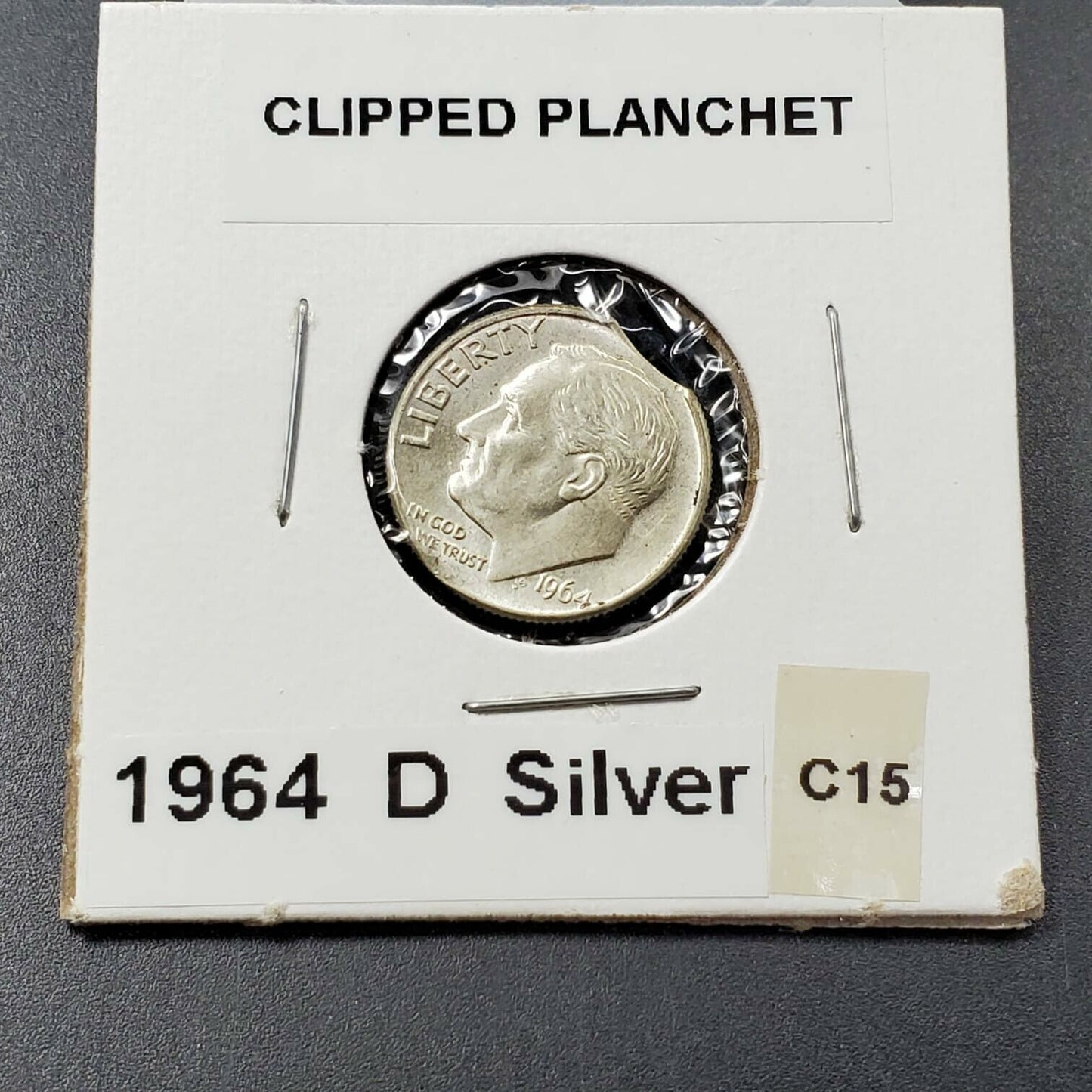 1964 D Roosevelt Silver Dime Clipped Planchet Error BU UNC