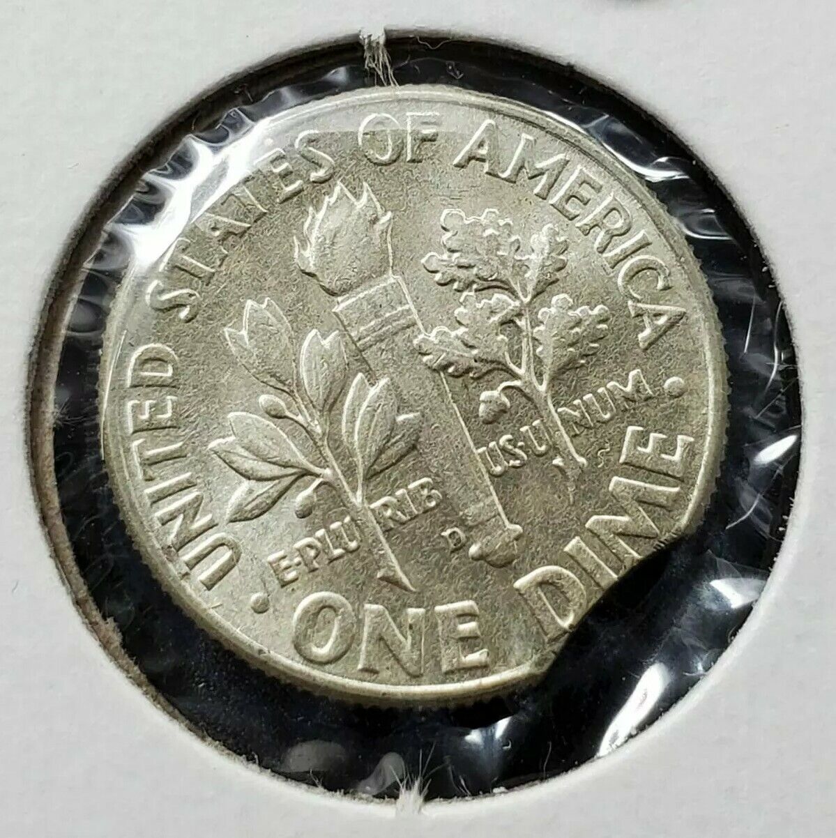 1964 D Roosevelt Silver Dime Clipped Planchet Error BU UNC