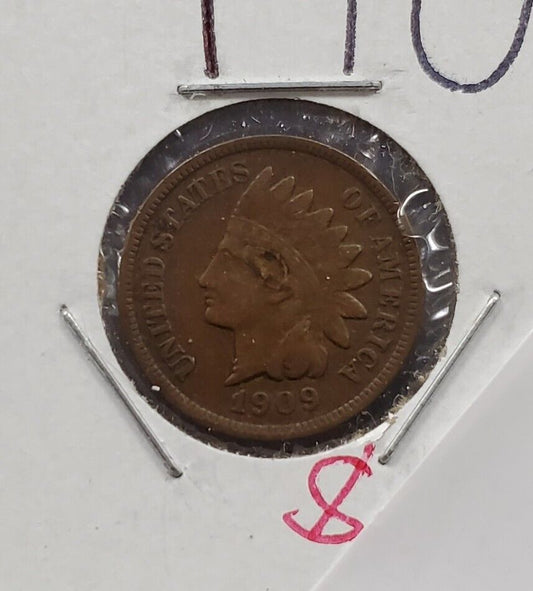 1909 P Indian Head 1c Penny Cent Coin Circulated Circ Last Year of Type