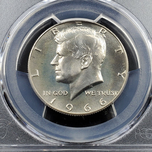 1966 P 50C Kennedy 40% Half Dollar VARIETY PCGS SMS SP67 DDO DOUBLE DIE OBVERSE