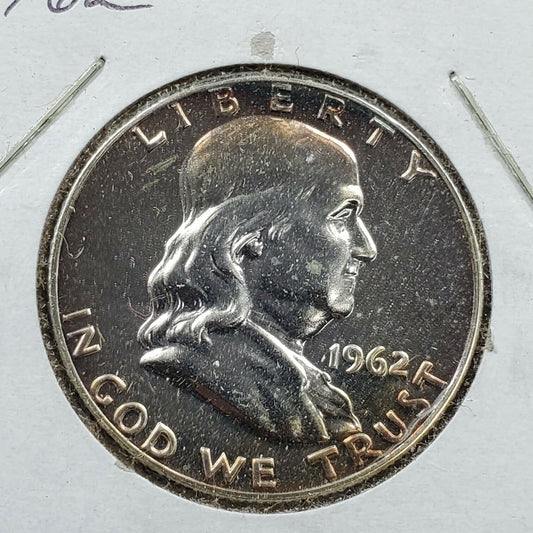 1962 P Franklin Silver Half Dollar Coin Choice Gem Proof Neat Toning