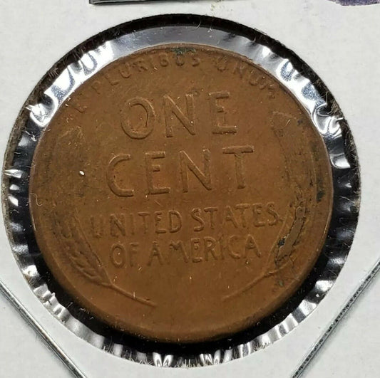 1954 S Lincoln Wheat Cent Penny Variety Die Break on Wheat Ear REVERSE