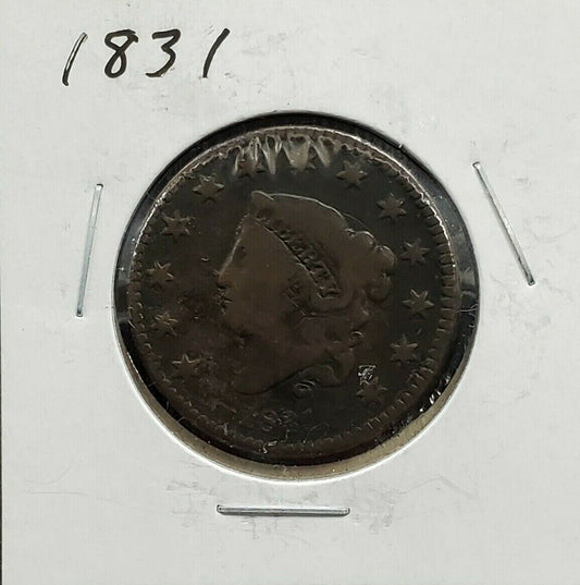 1831 Coronet Liberty Head US Large Cent 1c Choice Fine Circulated Condition