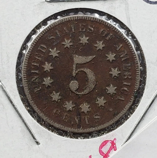 1869 P 5c Shield Nickel Very Circulated Coin