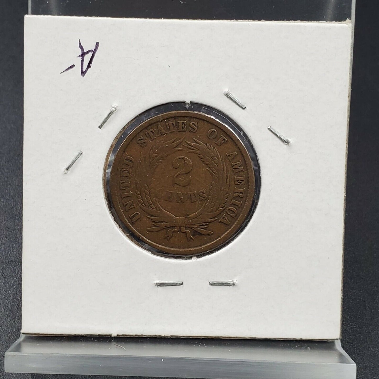 1864 P 2C Two Cent Copper Coin Piece VF Very Fine Slight Misaligned LG Motto