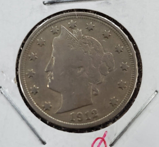 1912 Liberty Head V Nickel Choice Circulated Choice VG Very Good