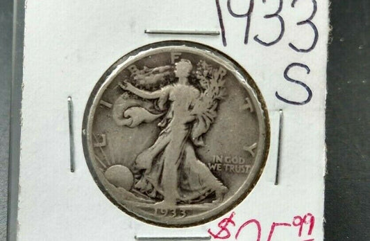 1933 S Walking Liberty Silver Eagle Coin Average VF VERY FINE Circulated