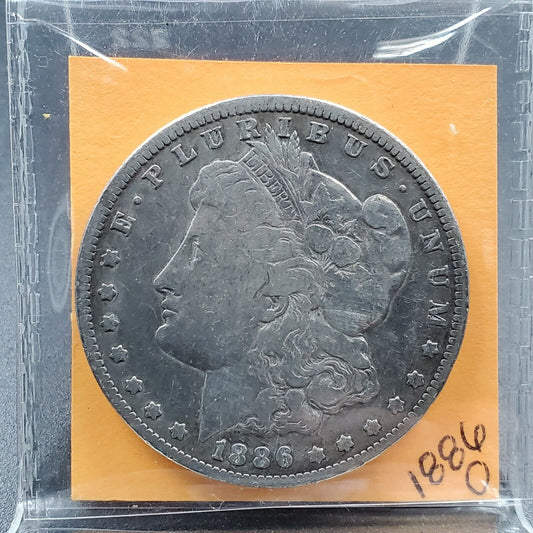 1886 O Morgan Silver Dollar New Orleans VF Details Cleaned Shiny looking Coin