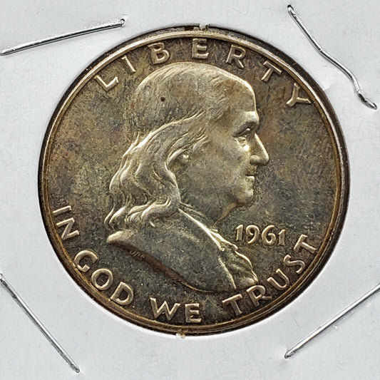 1961 P Franklin Silver Half Dollar Coin Averaged Toned Choice Proof Coin