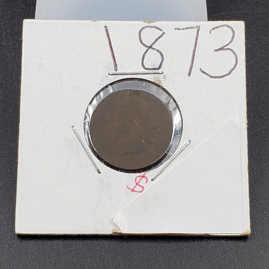 1873 Indian Head Cent Coin Very Circulated Fair poor worlds worst type Closed 3