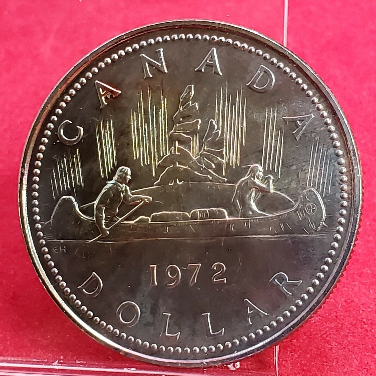 1972 CANADA SILVER DOLLAR $1 VOYAGEUR Canoe Dollar PQ TONING