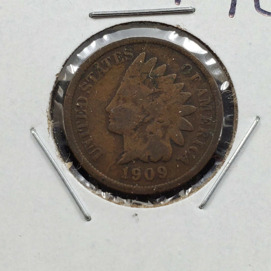 1909 Indian Head Cent Penny Coin Circulated Laminated Planchet 7 oclock Obverse