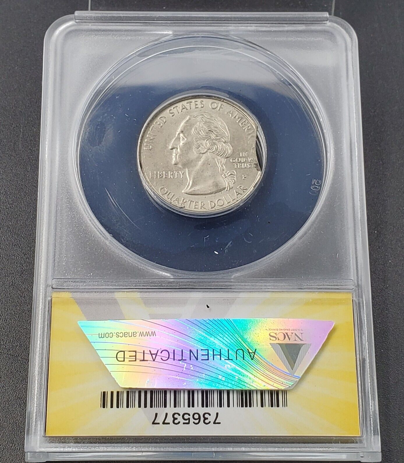 1999-P Washington Quarter GEORGIA Curved Clip Weight 5.42 Grams ANACS AU58 Error
