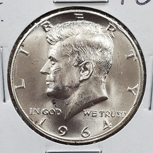 1964 D Kennedy 90% Silver Half Dollar Coin CH BU UNC DDO Double Die Obverse 2