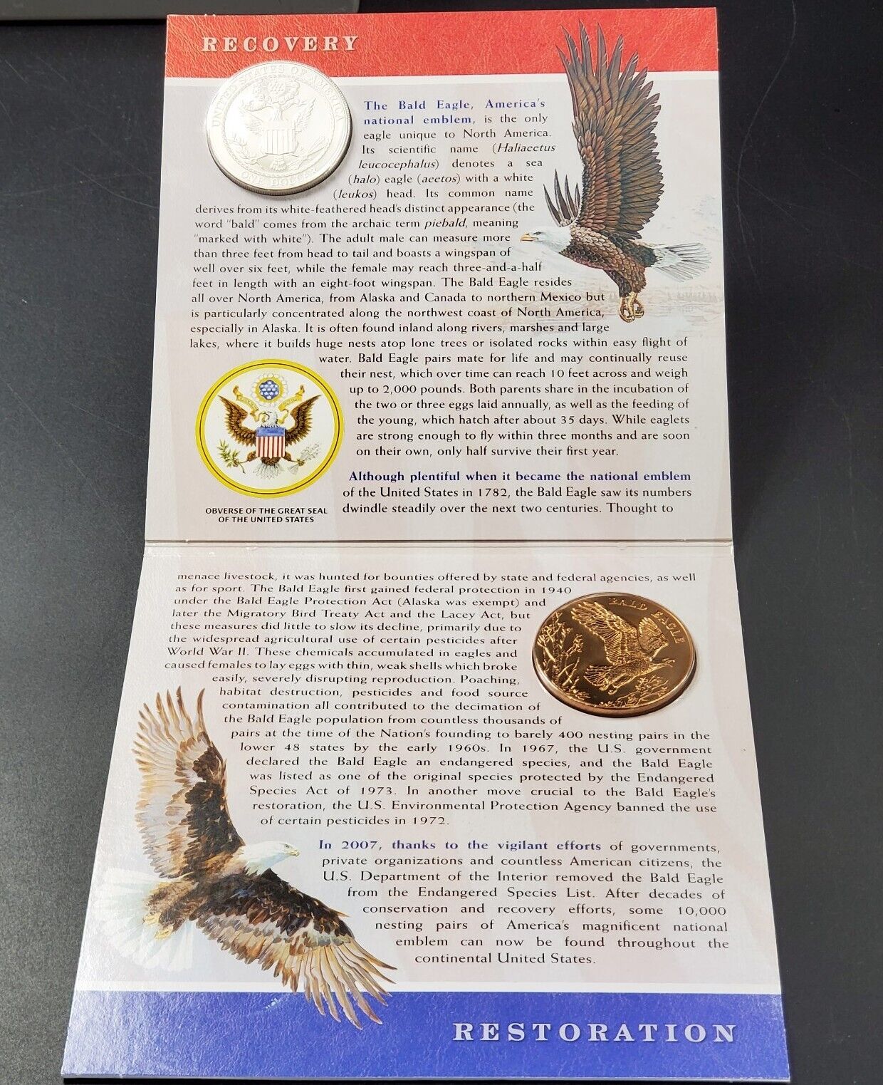 2008 BALD EAGLE COIN & MEDAL SET  OGP  US Mint