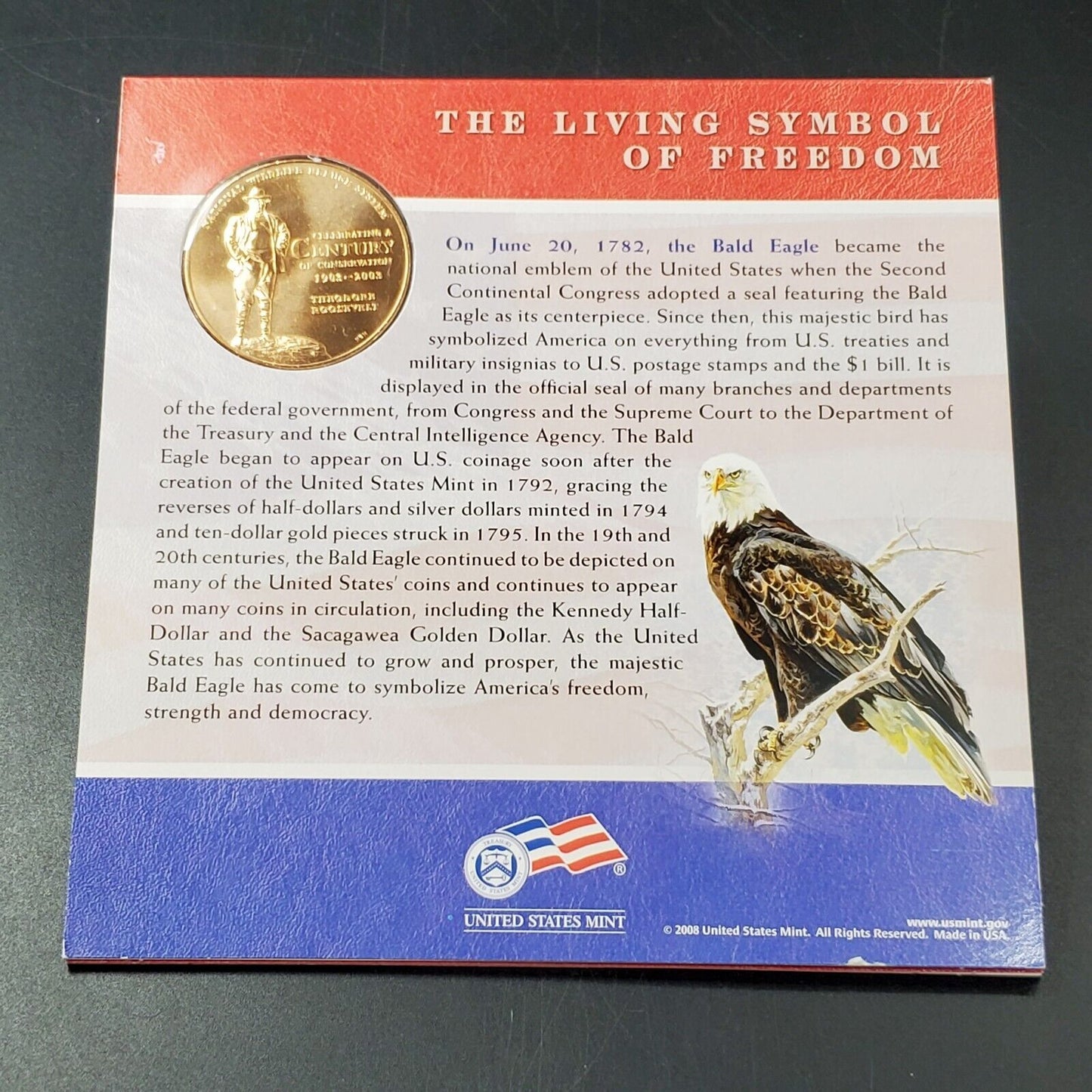 2008 BALD EAGLE COIN & MEDAL SET  OGP  US Mint