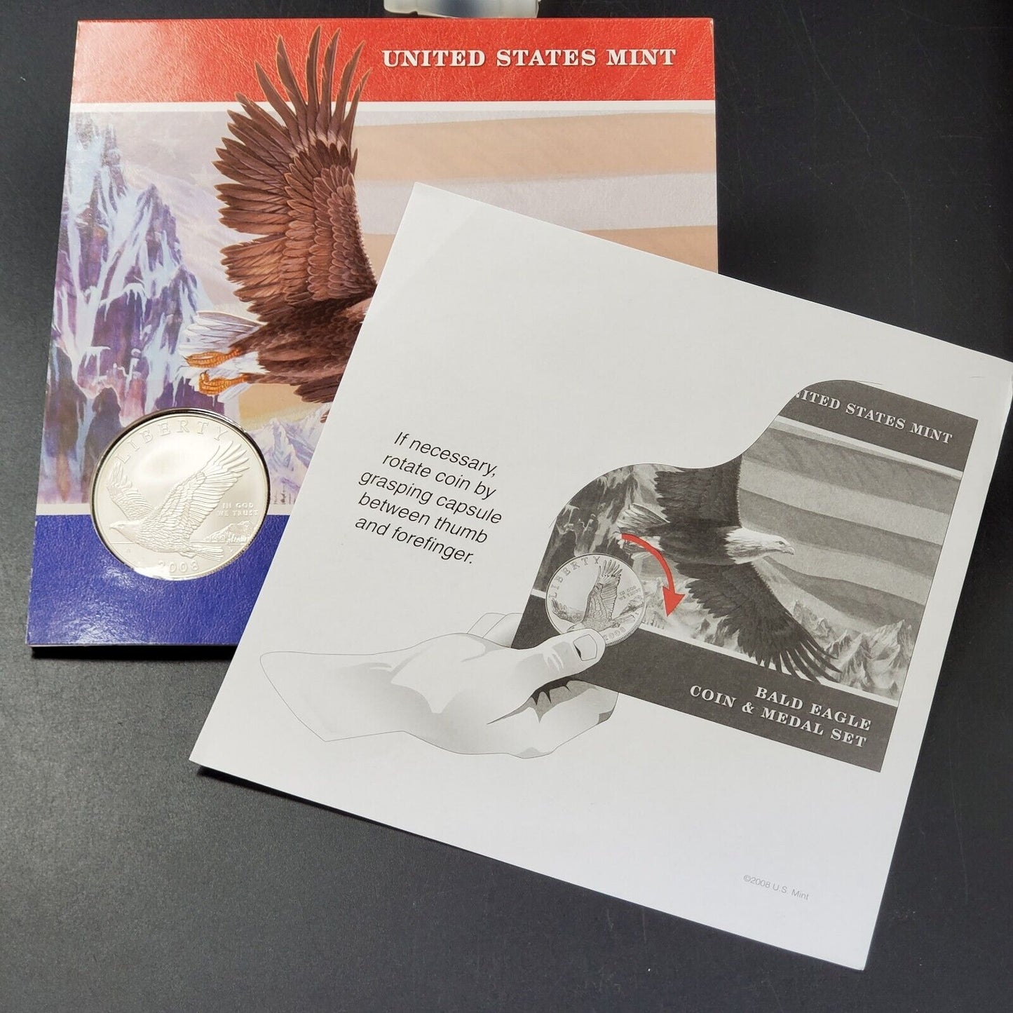 2008 BALD EAGLE COIN & MEDAL SET  OGP  US Mint