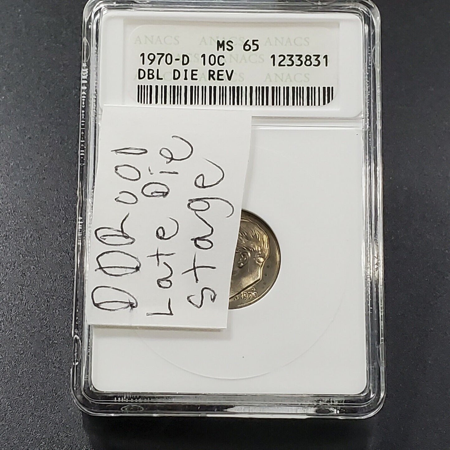 1970 D Roosevelt Dime Coin Vintage ANACS MS65 DDR 001 FS-801 Late Die Stage