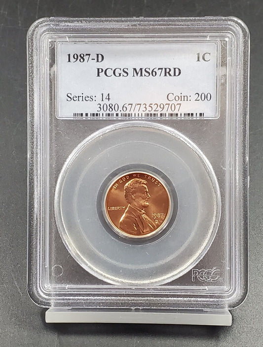 1987 D Lincoln Memorial Cent Penny Coin PCGS MS67RD #2