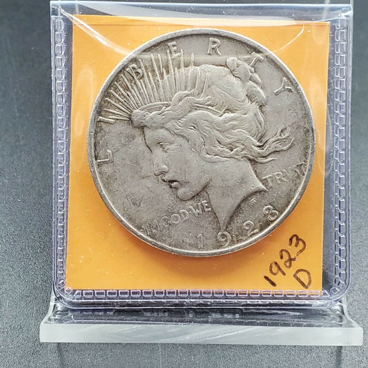1923 D $1 Peace Silver Eagle Dollar Coin Circulated Details