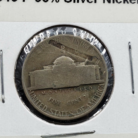 1943 P Type 2 Jefferson Silver WW2 Era Nickel BIG Laminated Planchet Error Coin