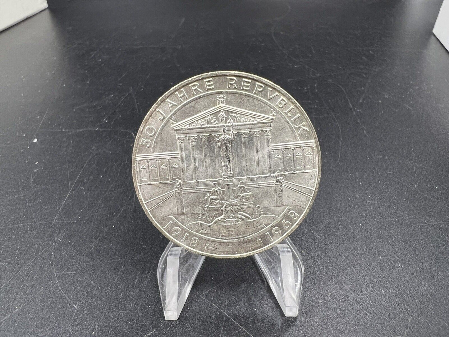 1968 Austria 50 Shilling Business Uncirculated BU Vienna Parliament