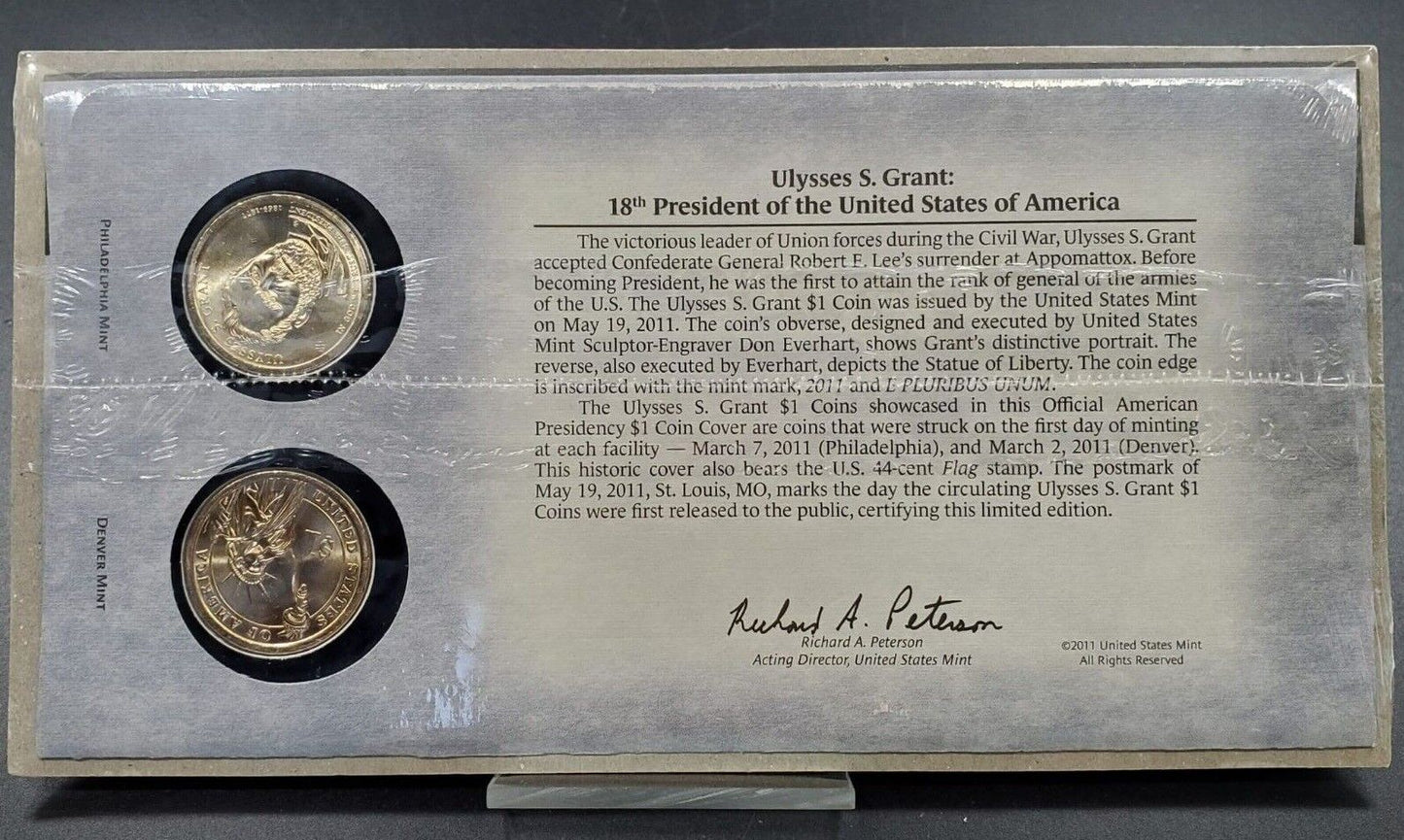2011 ULYSSES S. GRANT 18Th Presidential Dollar P & D 2 coins Set First Day OGP