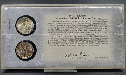 2011 ULYSSES S. GRANT 18Th Presidential Dollar P & D 2 coins Set First Day OGP