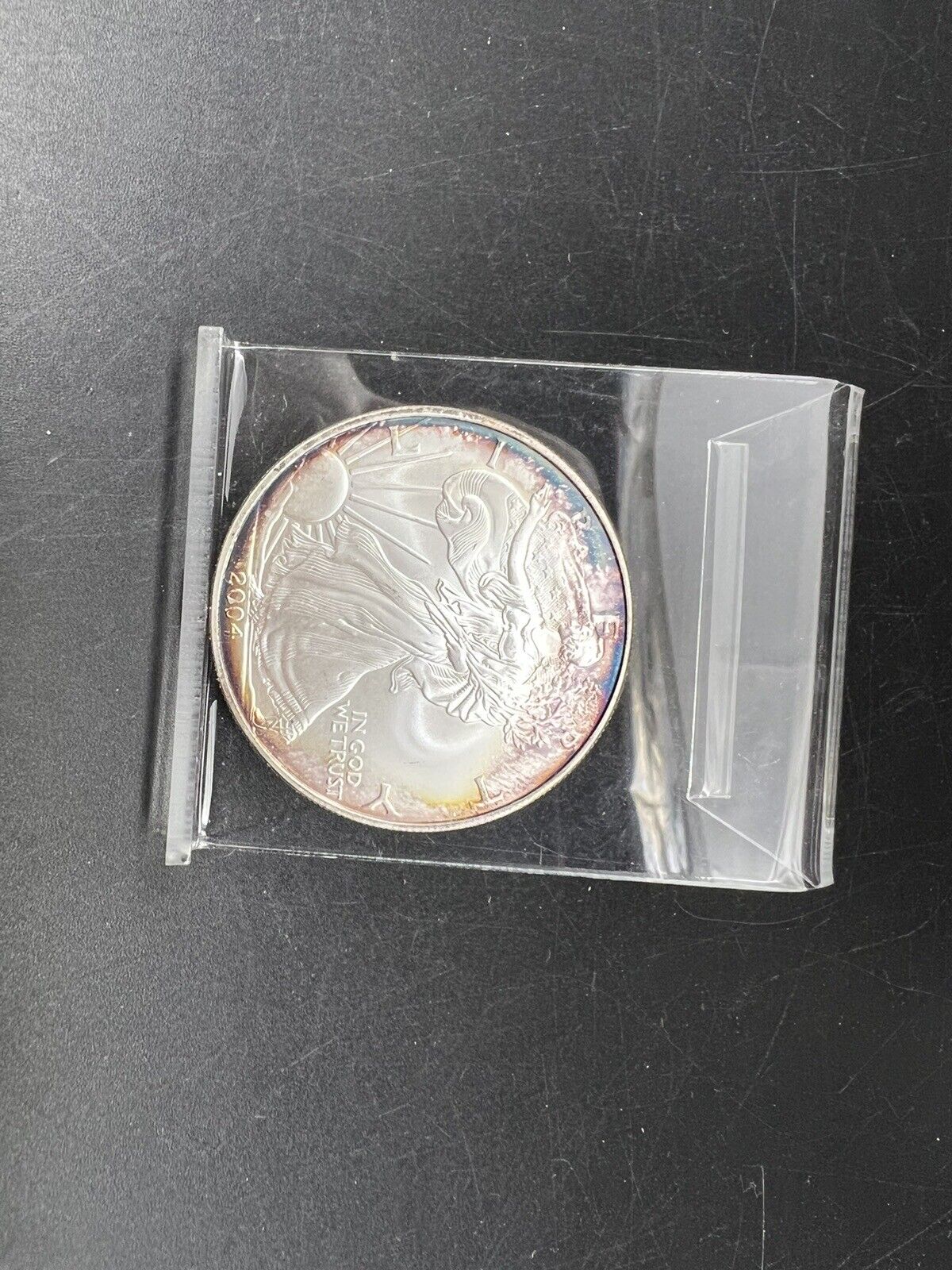 2004 1 OZ American Silver Eagle GEM BU UNC PQ Original Toning Toner Obverse