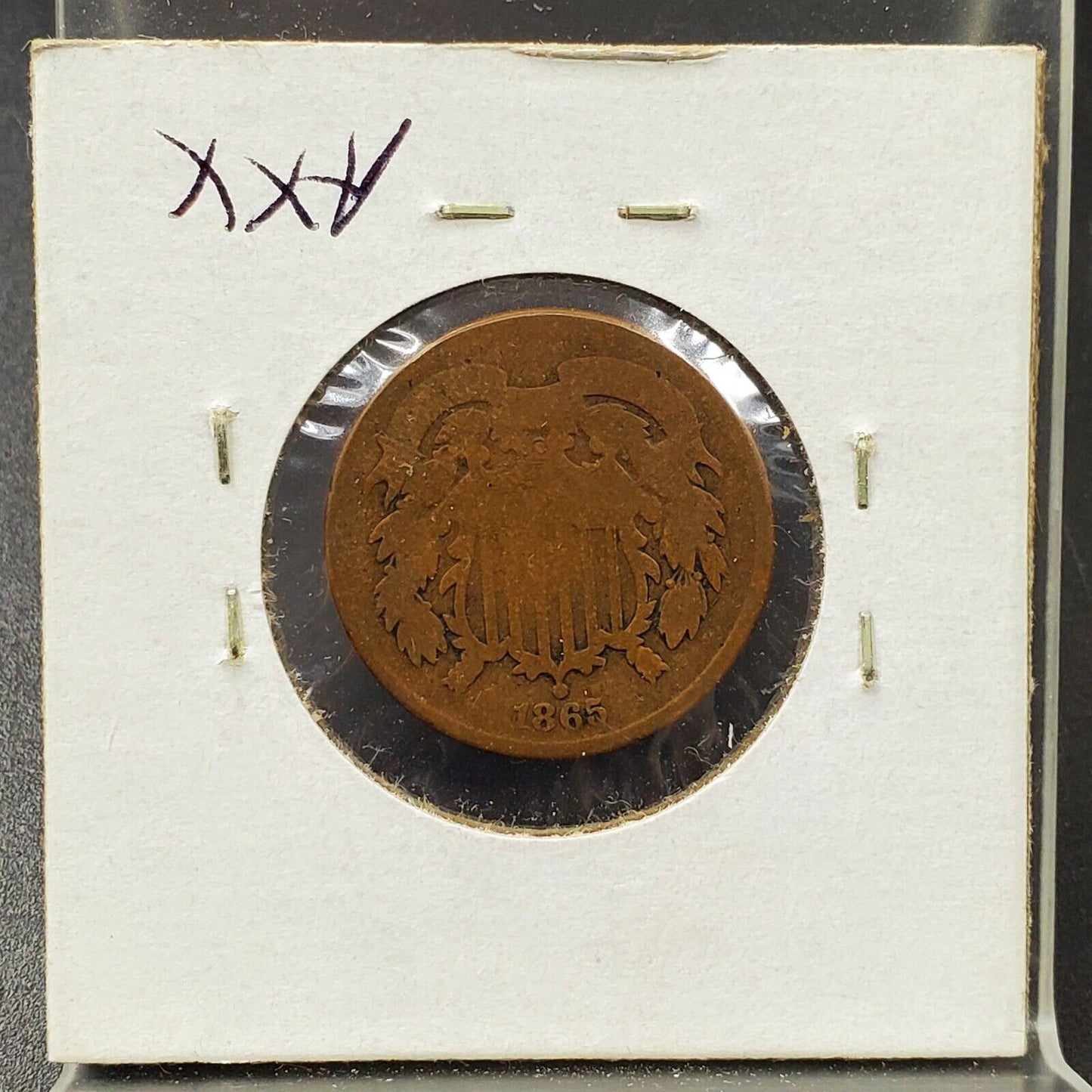 1865 2C Two Cent Copper Coin Piece Choice AG ABOUT GOOD Circulated