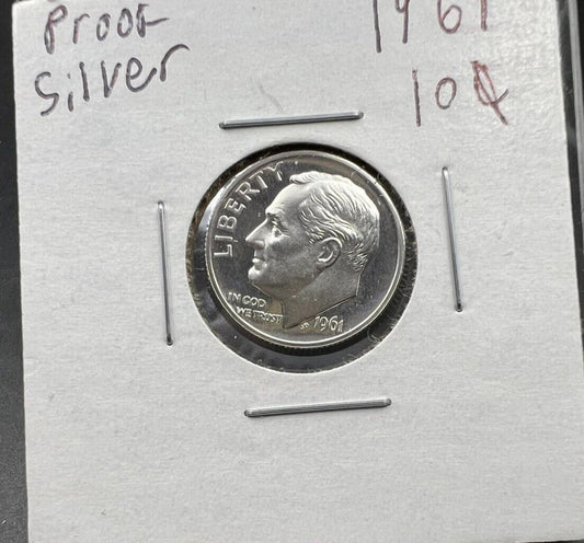 1961 P Roosevelt Gem Proof Silver Dime Coin #A