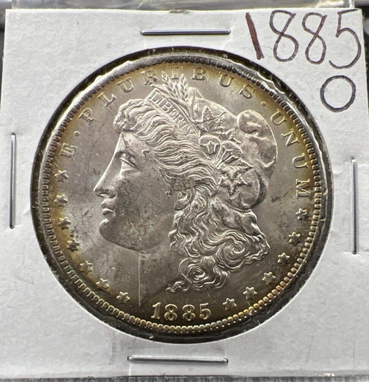 1885 O $1 Morgan Silver Dollar Coin Choice BU UNC Nice Toning Toner