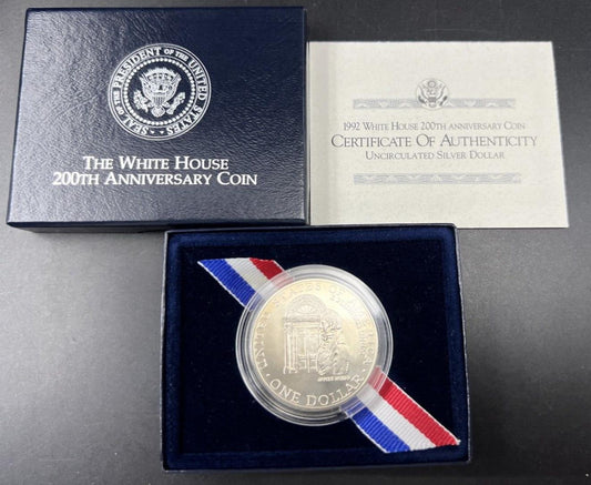 1992 The White House 200th Anniversary Silver Dollar Coin BU UNC OGP