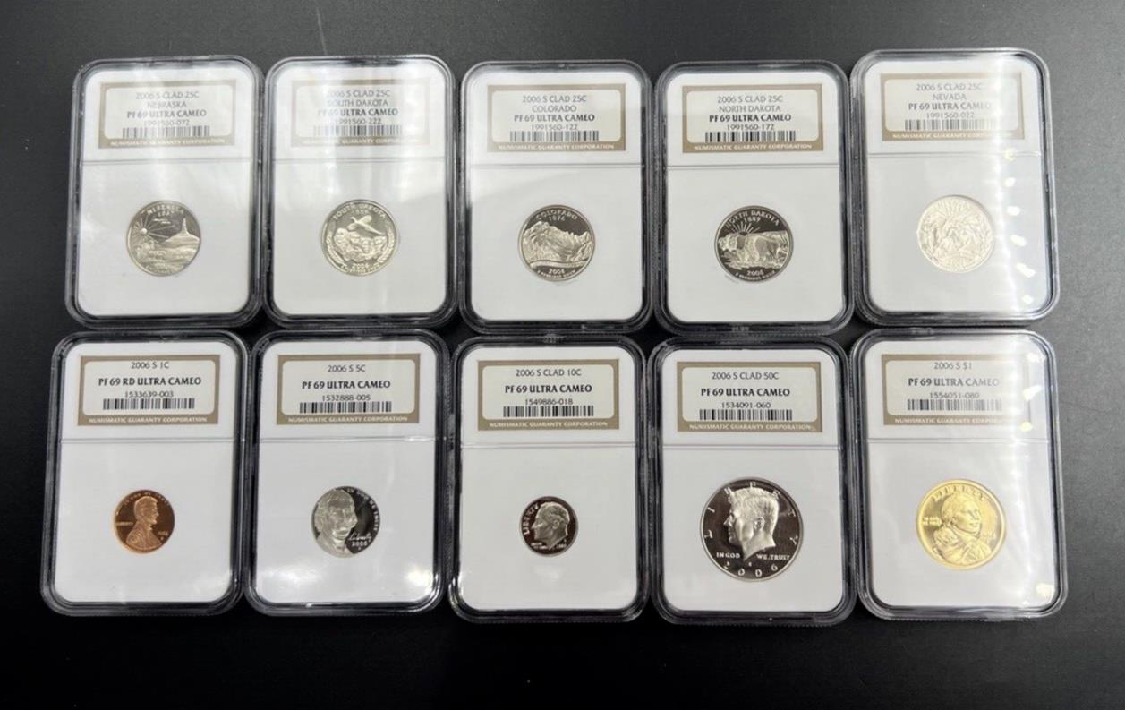 2006 S Complete 10 Coin Clad Proof Set NGC Graded PF69 UCAM Brown Label
