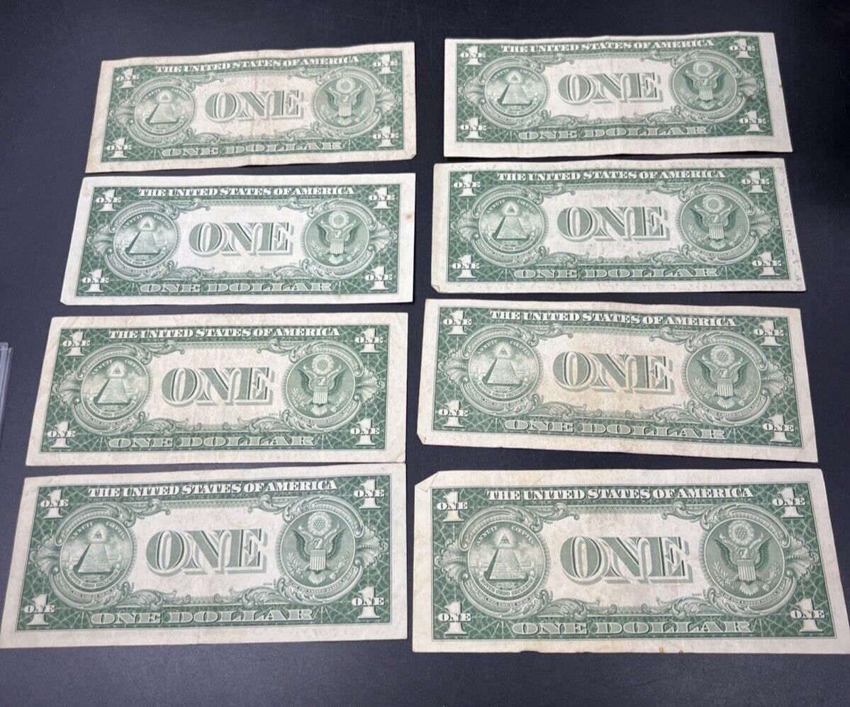 Lot of 8 1935 G $1 One Dollar Blue Seal Silver Certificate Fine + Circ #956