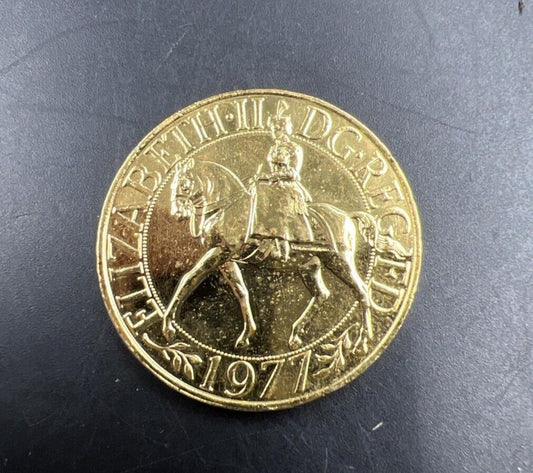 1977 Queen Elizabeth II Jubilee Copper Nickel Crown - Gold Plated Circ