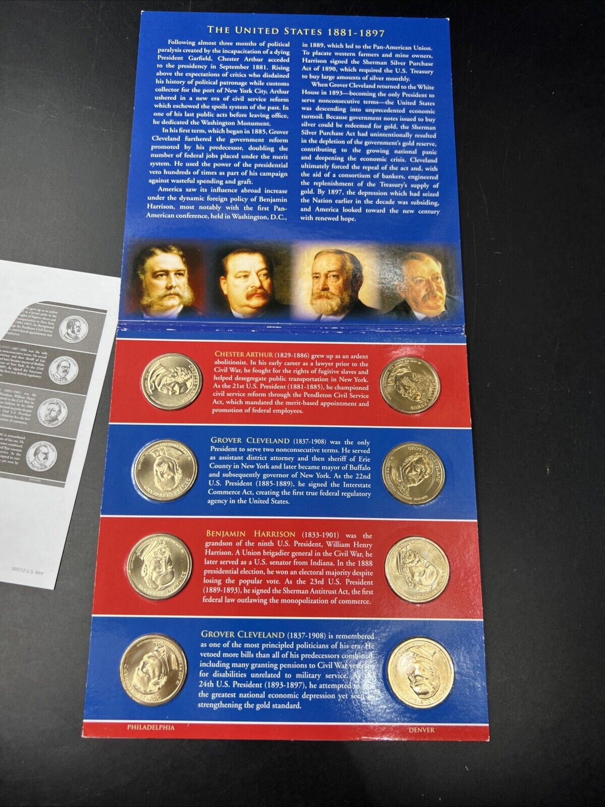 2012 US Mint Presidential 1$ Dollar 8 Coin Unc Uncirculated SET OGP