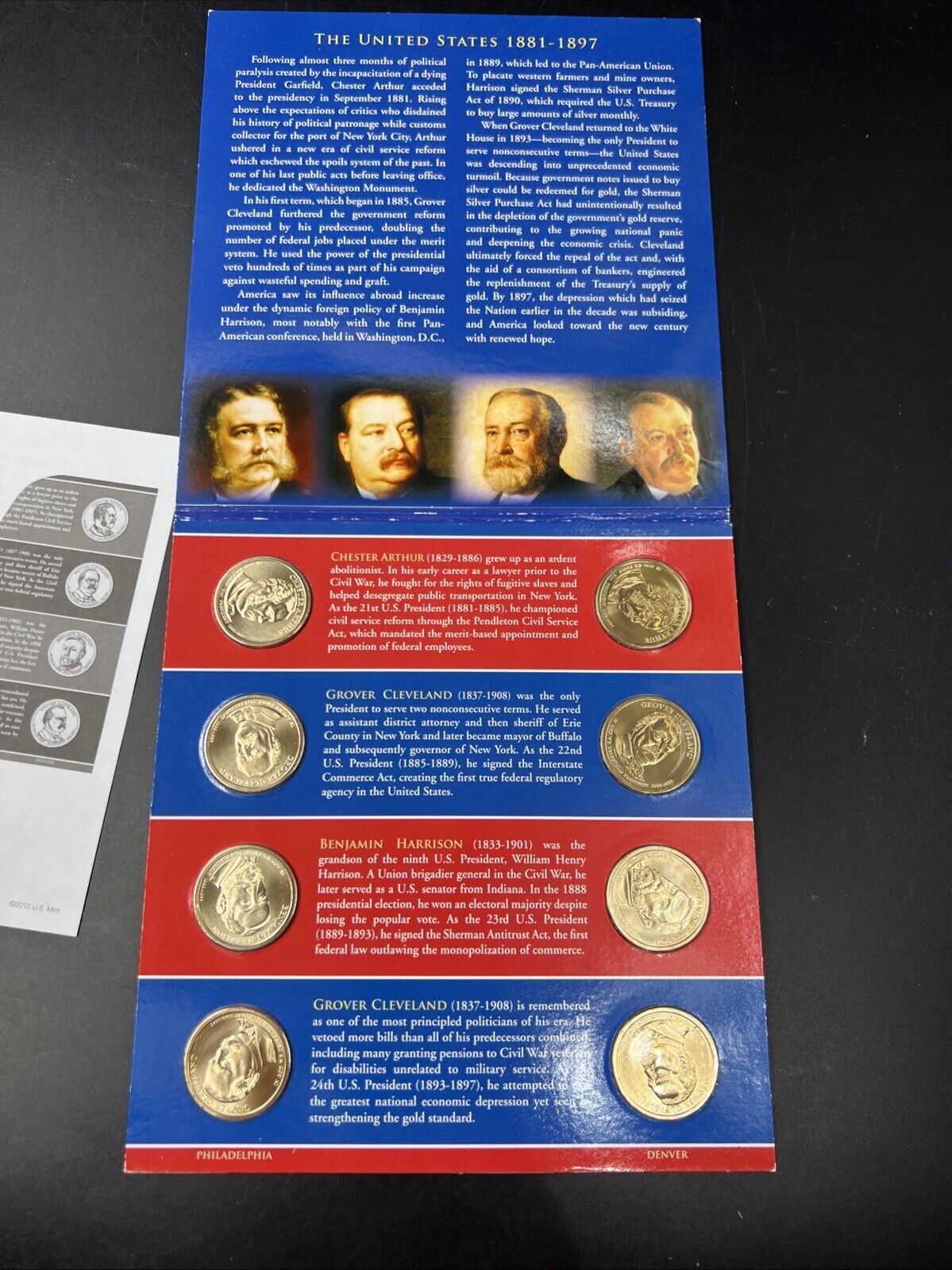 2012 US Mint Presidential 1$ Dollar 8 Coin Unc Uncirculated SET OGP