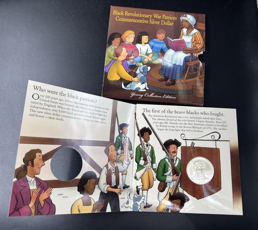 1998 S Black Revolutionary War Patriot Young Collectors Commem Silver Dollar OGP